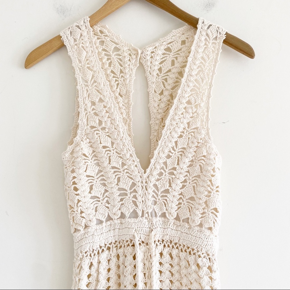 Free People Cream Crochet Knit Maxi Jumpsuit - Picture 2 of 6